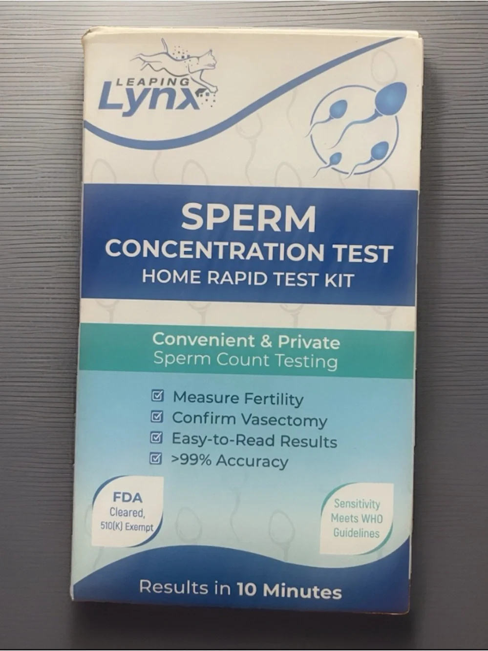 Lynx Sperm Concentration Rapid Home Test Kit NEW 03/2027